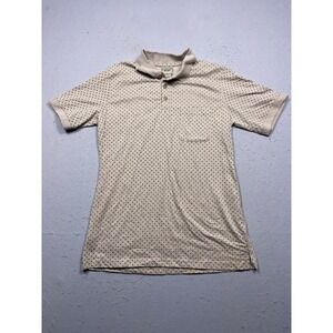 Scandia Woods Polo Shirt Cotton Polyester Tan Geometric Print M Mens